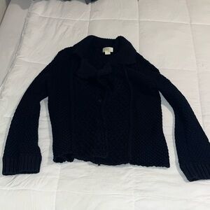 Mauve for Anthropologie navy blue honeycomb cable knit cardigan size Small NWOT